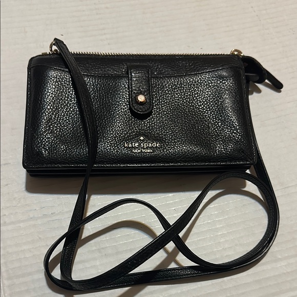 Kate Spade Black Pebbled Leather Triple Gusseted Crossbody Bag - Picture 2 of 9